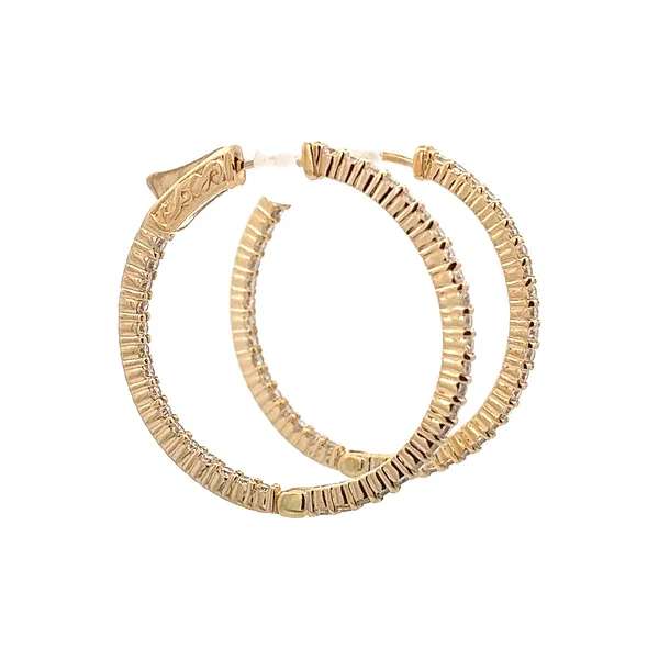 1 1/2CT 14K Yellow Gold Lab Grown F,VS-SI Inside/ Outside Hoop Earrings Image 3 The Ring Austin Round Rock, TX