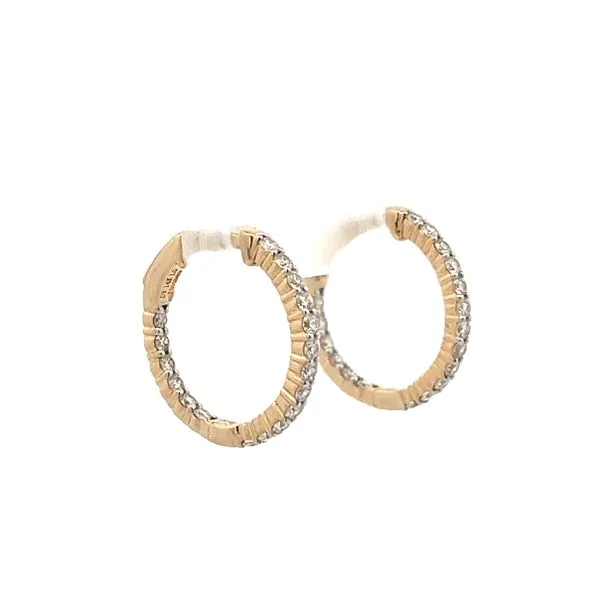 1/2CTW 14K Yellow Gold Lab Grown Diamond Inside/ Outside Hoop Earrings Image 2 The Ring Austin Round Rock, TX
