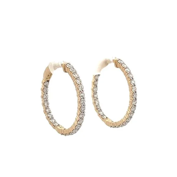 1/2CTW 14K Yellow Gold Lab Grown Diamond Inside/ Outside Hoop Earrings The Ring Austin Round Rock, TX