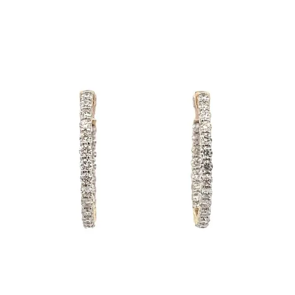 1.00CTW 14K Yellow Gold Lab Grown Diamond Inside/ Outside Hoop Earrings Image 2 The Ring Austin Round Rock, TX