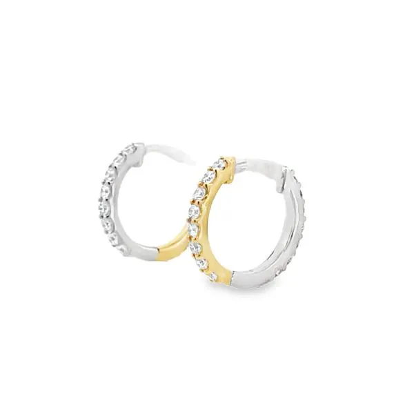 1/2CTW 14K YG/WG LG Round Prong Set Reversible Hoop Earrings Image 3 The Ring Austin Round Rock, TX