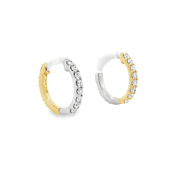 1/2CTW 14K YG/WG LG Round Prong Set Reversible Hoop Earrings Image 4 The Ring Austin Round Rock, TX