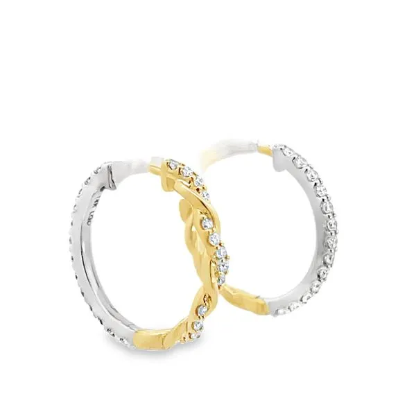 5/8CTW 14K YG/WG LG Round Diamond Prong Set And Twisted Prongs Reversible Hoop Earrings Image 3 The Ring Austin Round Rock, TX
