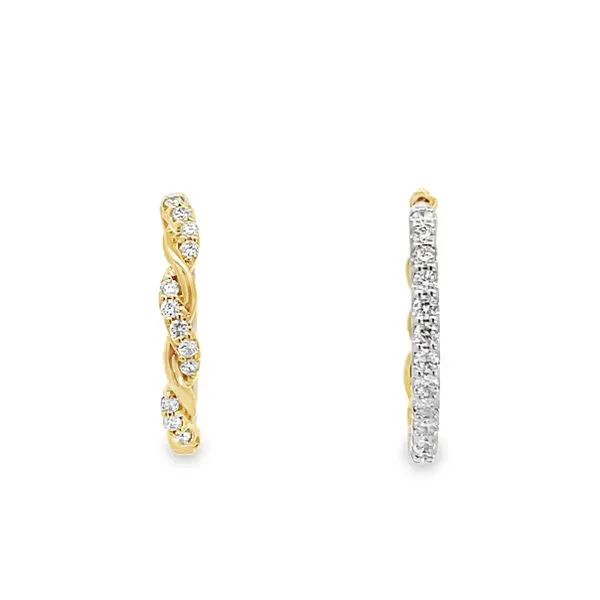 5/8CTW 14K YG/WG LG Round Diamond Prong Set And Twisted Prongs Reversible Hoop Earrings Image 4 The Ring Austin Round Rock, TX