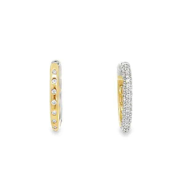 5/8CTW 14K YG/WG LG Diamond 3 Sided Pave And Flush Set Reversible Hoop Earrings Image 3 The Ring Austin Round Rock, TX