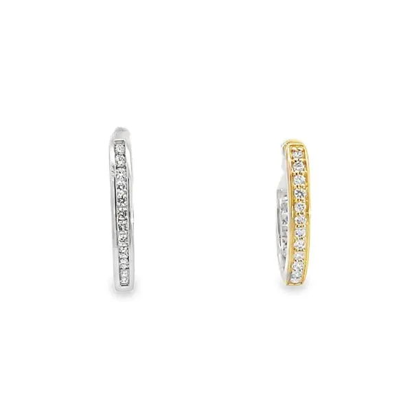 1/3CTW 14K YG/WG LG Round Prong Set Reversible Oval shape Hoop Earrings Image 2 The Ring Austin Round Rock, TX