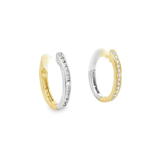 1/3CTW 14K YG/WG LG Round Prong Set Reversible Oval shape Hoop Earrings Image 4 The Ring Austin Round Rock, TX