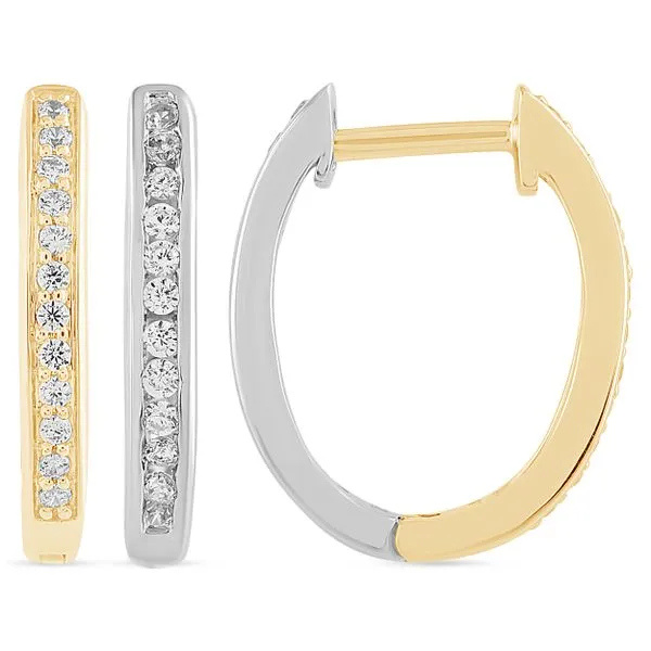 1/3CTW 14K YG/WG LG Round Prong Set Reversible Oval shape Hoop Earrings The Ring Austin Round Rock, TX