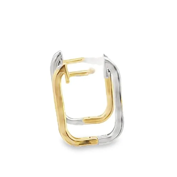 1/3CTW 14K YG/WG LG Round Prong Set Square Shape Reversible Hoop Earrings Image 2 The Ring Austin Round Rock, TX