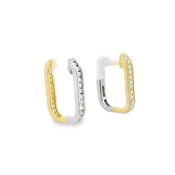 1/3CTW 14K YG/WG LG Round Prong Set Square Shape Reversible Hoop Earrings Image 3 The Ring Austin Round Rock, TX