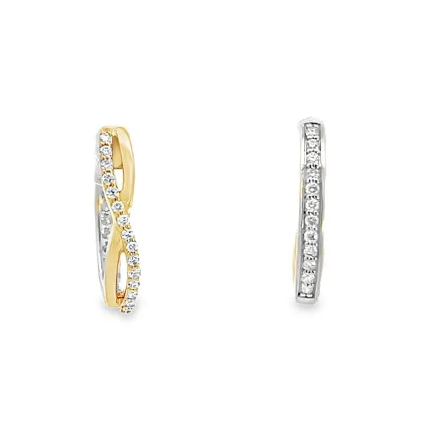 1/4CTW 14K YG/WG LG Round Diamond Prong Set And Twisted Prongs Reversible Hoop Earrings Image 3 The Ring Austin Round Rock, TX