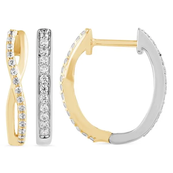 1/4CTW 14K YG/WG LG Round Diamond Prong Set And Twisted Prongs Reversible Hoop Earrings The Ring Austin Round Rock, TX