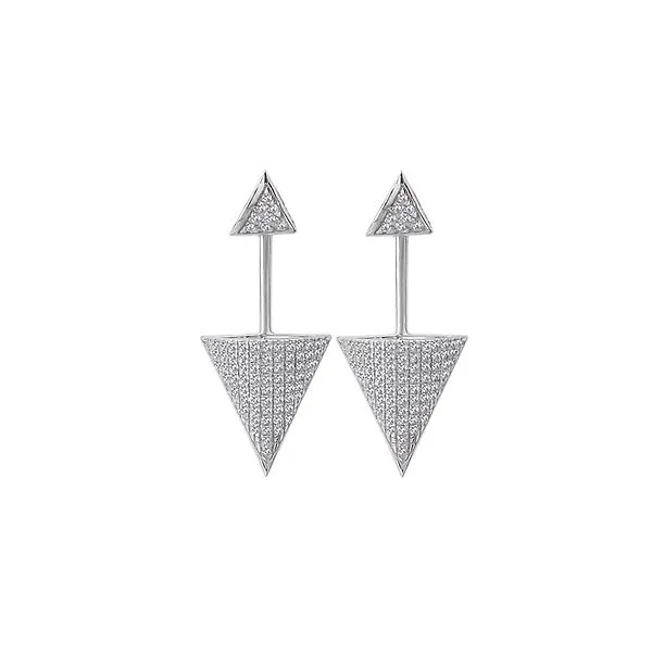 1/5ctw 14K WG Diamond Pave Triangle Post Stud Earrings The Ring Austin Round Rock, TX