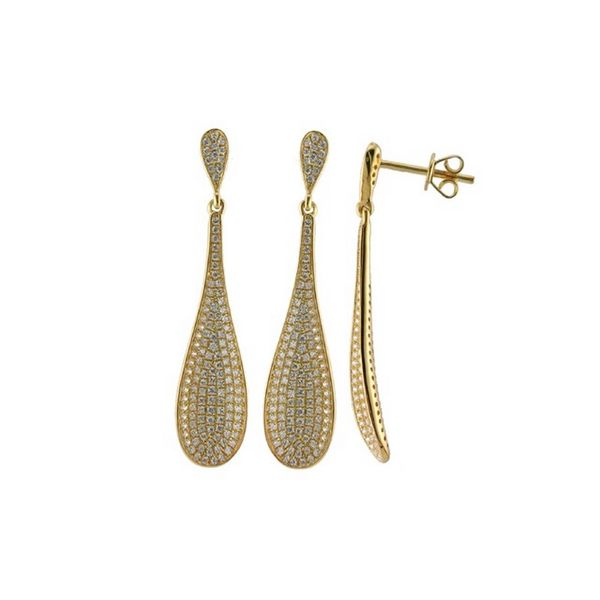 3/4CTW 14K YG Elongated Pear Drop Pave Earrings The Ring Austin Round Rock, TX