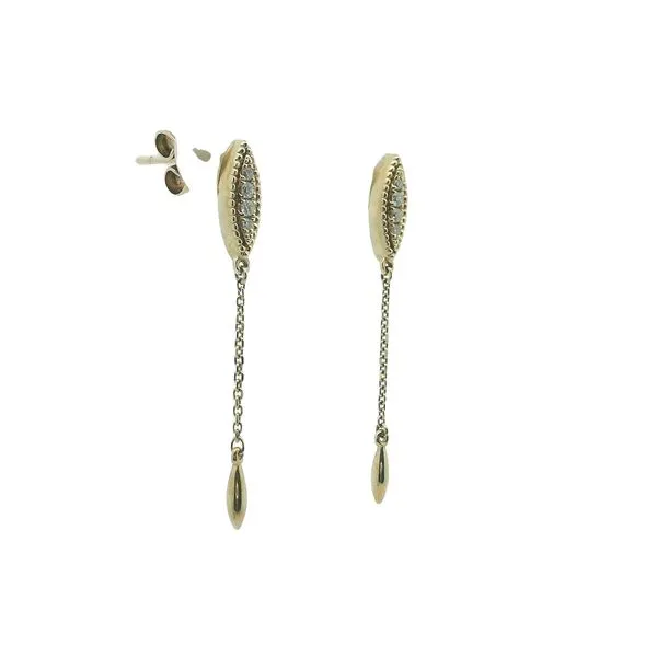 1/10CTW 14K  YG Natural Diamond Pave With Mil Grain Chain Dangle Stud Earrings GHI,SI Image 2 The Ring Austin Round Rock, TX