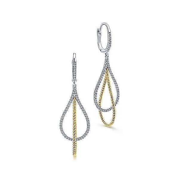 14kt WG/YG Rope and Diamond Dangle Earrings 3/8ctw faint SI2 The Ring Austin Round Rock, TX