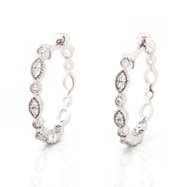 1/6CTW 14K WG Mined Diamond Marquise Illusion Hoop Earring The Ring Austin Round Rock, TX