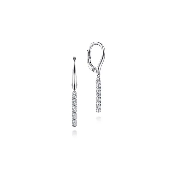 14KT WG Diamond Bar Drop Leverback Earrings The Ring Austin Round Rock, TX