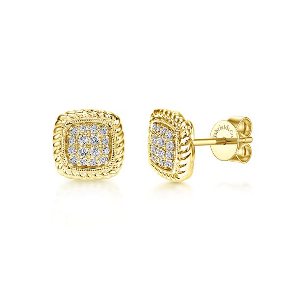1/6CTW 14KT YG Twisted Cluster Rope Twist Mied Diamond Stud Earrings The Ring Austin Round Rock, TX