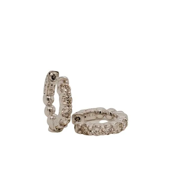 1.00CTW 14K WG Mined diamond small huggie Earrings The Ring Austin Round Rock, TX