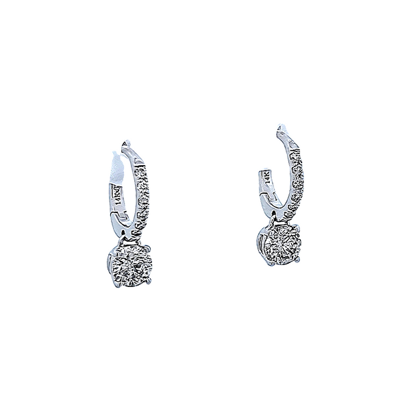 3/4CTW 14K WG Mined Diamond Round Huggie Dangle Earrings Image 2 The Ring Austin Round Rock, TX