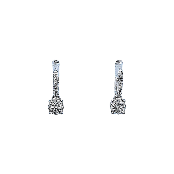 3/4CTW 14K WG Mined Diamond Round Huggie Dangle Earrings The Ring Austin Round Rock, TX