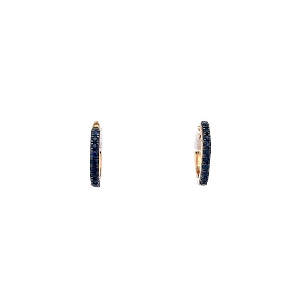 14K YG Reversible Blue Sapphire/Mined Diamond Huggie Earrings Image 4 The Ring Austin Round Rock, TX