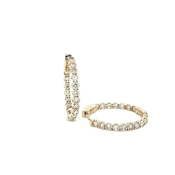 3.00CT 14K YG Mined Diamond Inside/Outside Hoops The Ring Austin Round Rock, TX