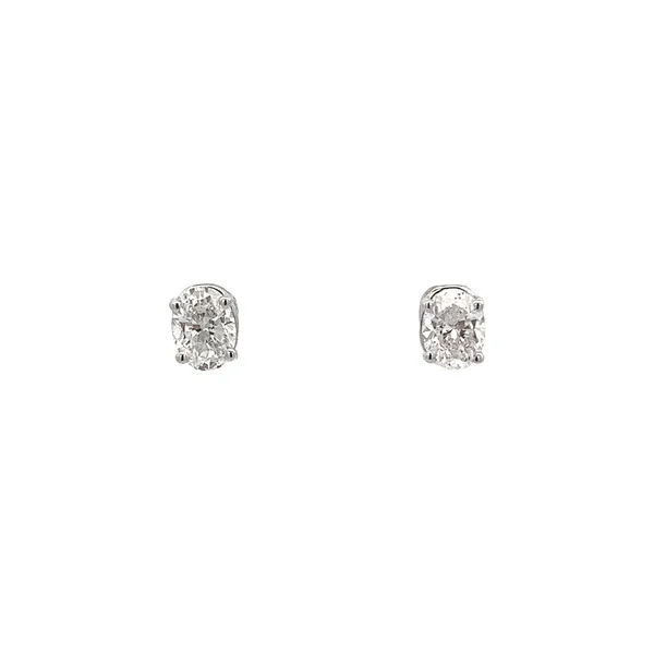 1.00CTW 14K WG Mined Diamond I-J,SI Oval Basket Friction Back Stud Earrings The Ring Austin Round Rock, TX