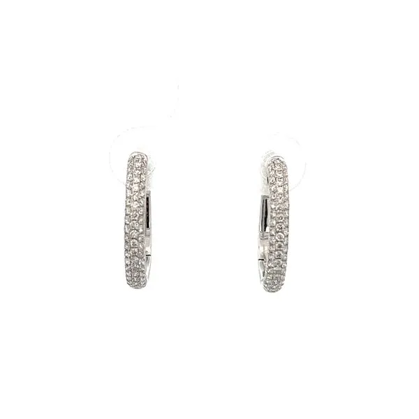 1/2CTW 18K White Gold Mined Diamond Three Row Pave Hoop Earring Image 2 The Ring Austin Round Rock, TX