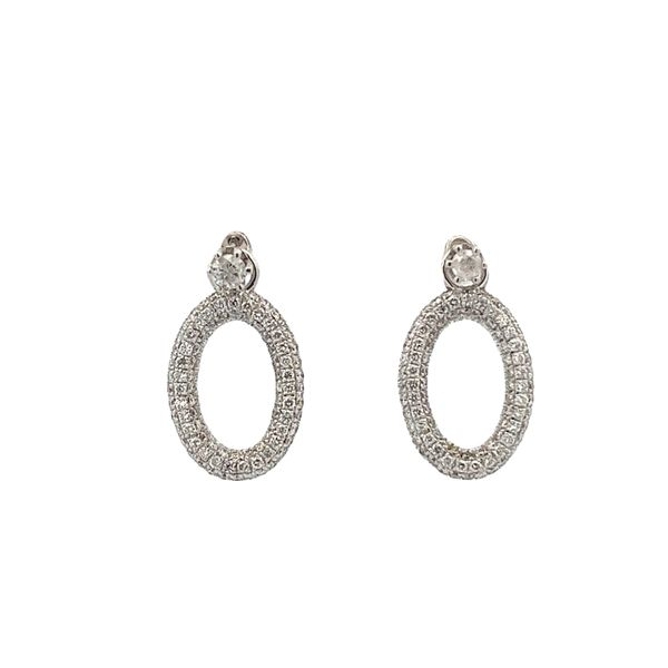 5/8CTW 18K WG Mined Diamond Stud Earring With Pave Oval Jacket The Ring Austin Round Rock, TX