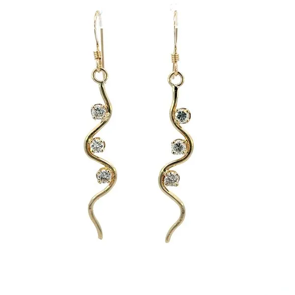 0.30CTW 14K YG 3 Stone Mined Diamond Wavy Earring With S hook Image 2 The Ring Austin Round Rock, TX