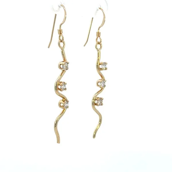 0.30CTW 14K YG 3 Stone Mined Diamond Wavy Earring With S hook Image 3 The Ring Austin Round Rock, TX