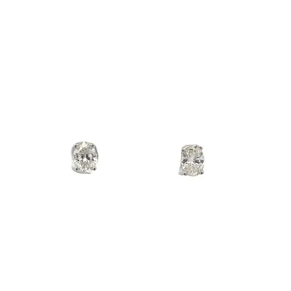 1/2CTW 14K WG Mined Diamond I-J,SI Oval Basket Friction Back Stud Earrings The Ring Austin Round Rock, TX