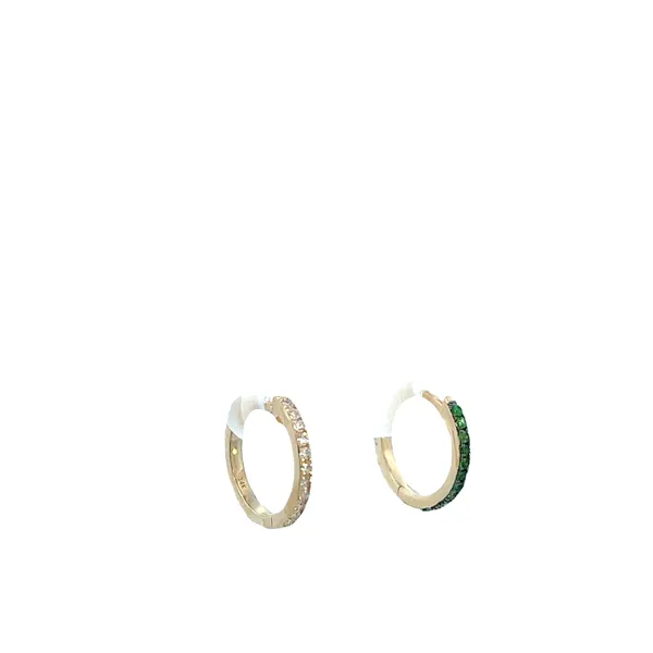 1/8CT Mined Diamond 1/6CT Natural Emerald Reversible Huggee Hoop Earrings Image 2 The Ring Austin Round Rock, TX