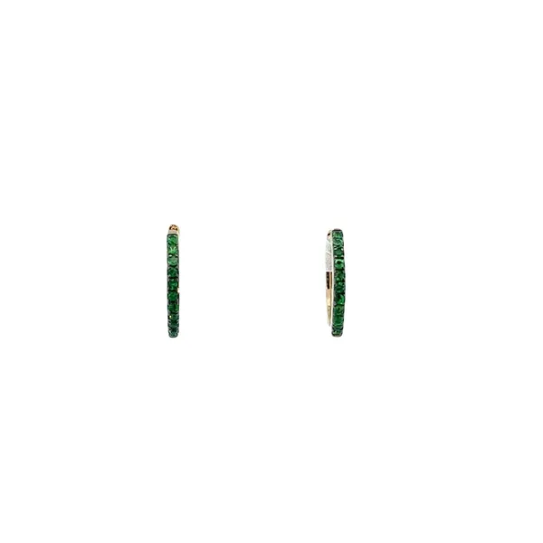 1/8CT Mined Diamond 1/6CT Natural Emerald Reversible Huggee Hoop Earrings Image 3 The Ring Austin Round Rock, TX
