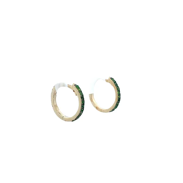 1/8CT Mined Diamond 1/6CT Natural Emerald Reversible Huggee Hoop Earrings Image 4 The Ring Austin Round Rock, TX