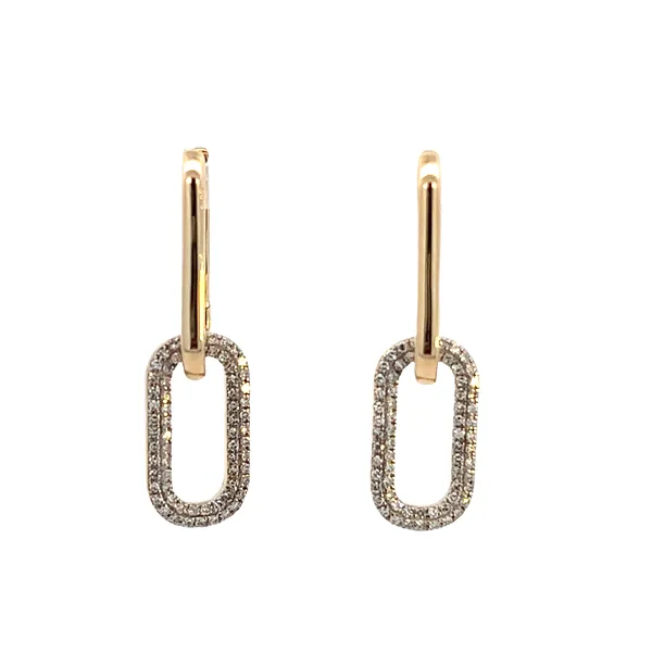 1/3CTW 14K YG Drop Down Mined Diamond Pave Paper Clip Link Chunky Huggee Hoop Earrings Image 2 The Ring Austin Round Rock, TX