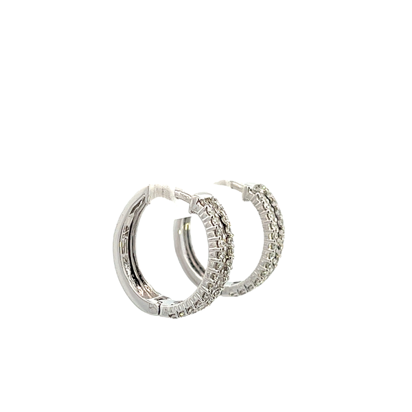 1.00CTW 14K White Gold Mined Diamond Baguette And Round Hoop Earrings Image 2 The Ring Austin Round Rock, TX