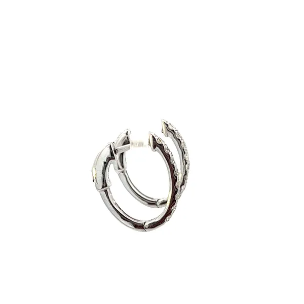 1/5CTW 14K WG Mined Diamond Oval Huggee Hoop Earrings Image 3 The Ring Austin Round Rock, TX