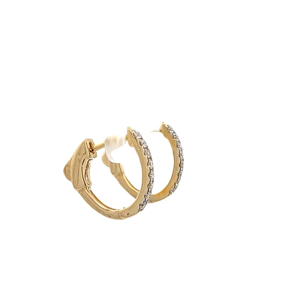 1/4CTW 14K YG Mined Diamond Oval Huggee Hoop Earrings Image 3 The Ring Austin Round Rock, TX