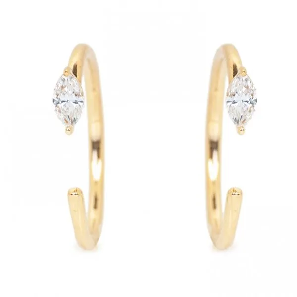 1/8CTW 14K YG Mined Diamond Oval Hoop Open Huggee Earrings The Ring Austin Round Rock, TX
