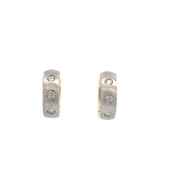 1/3CTW 14K YG/WG 6 Stone Mined Diamond Flush Set Hugged Hoop Earrings Image 3 The Ring Austin Round Rock, TX