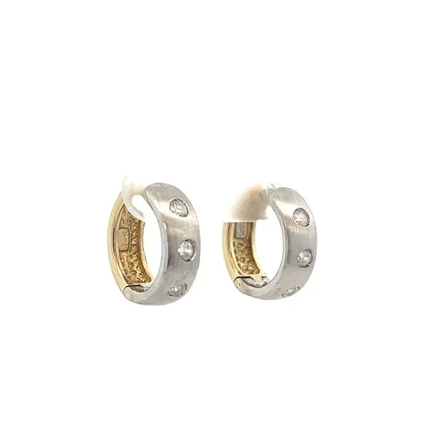 1/3CTW 14K YG/WG 6 Stone Mined Diamond Flush Set Hugged Hoop Earrings The Ring Austin Round Rock, TX