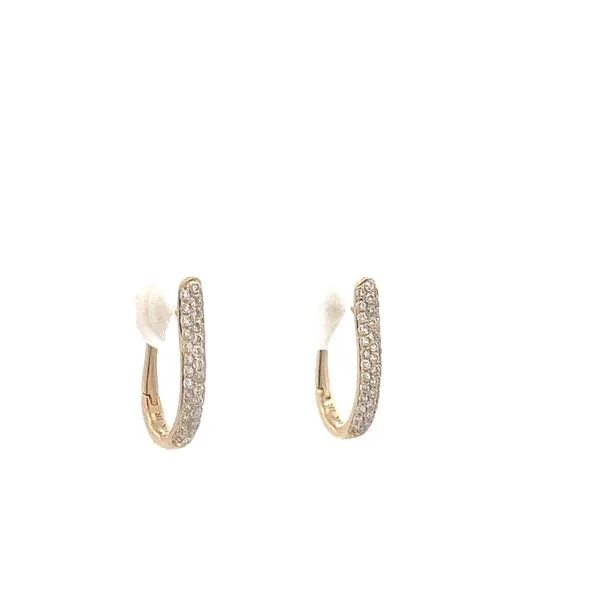 1/4CTW 14K YG Mined Diamond Pave Oval Hoop Earring The Ring Austin Round Rock, TX