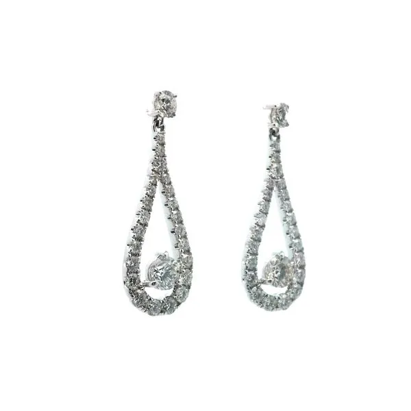 5/8CTW 14K WG Round Mined Diamond Stud dangle halo Earrings Image 4 The Ring Austin Round Rock, TX