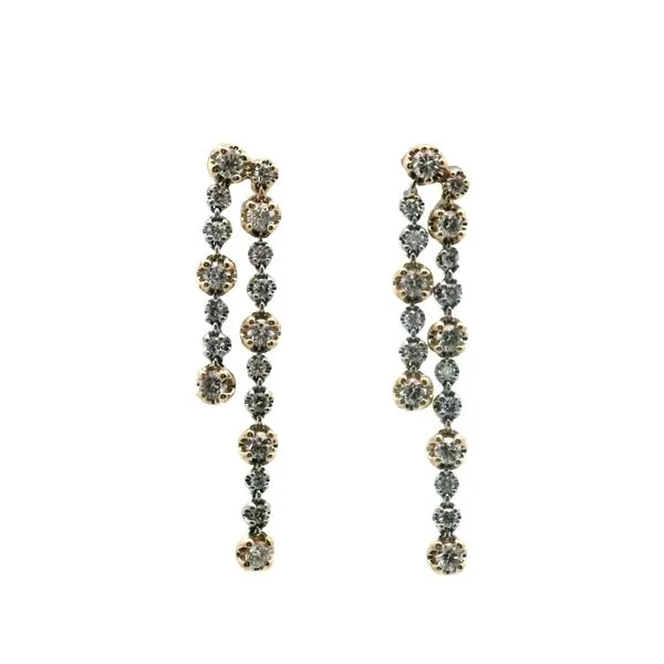3/4CTW 14K YG/WG Mined Diamond Prong Set Double Row Dangle Stud Earrings Image 4 The Ring Austin Round Rock, TX