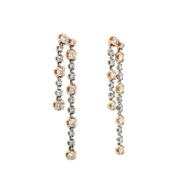 3/4CTW 14K YG/WG Mined Diamond Prong Set Double Row Dangle Stud Earrings The Ring Austin Round Rock, TX