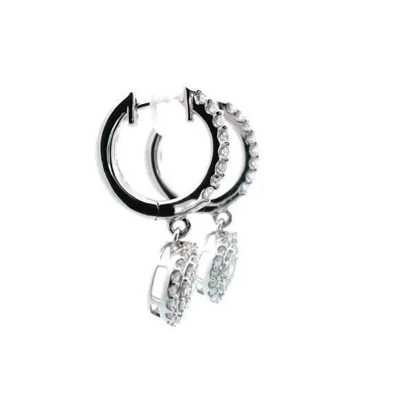 3/4CTW 14K WG Mined Diamond Round Halo Dangle Hoop Earrings Image 3 The Ring Austin Round Rock, TX