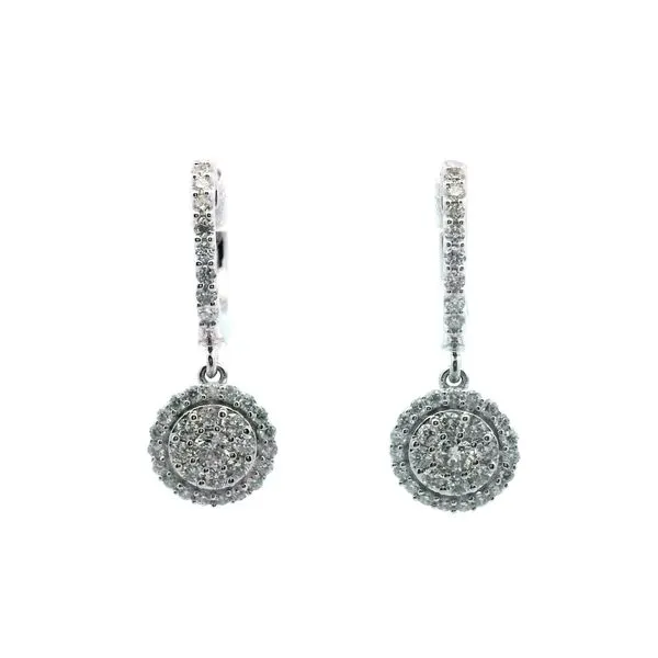 3/4CTW 14K WG Mined Diamond Round Halo Dangle Hoop Earrings The Ring Austin Round Rock, TX